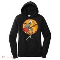 Skeleton Playing Guitar Rock Moon Halloween Music Women's Hoodie thumb 0