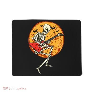 Skeleton Playing Guitar Rock Moon Halloween Music Mousepad