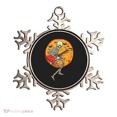 Skeleton Playing Guitar Rock Moon Halloween Music Ornament
