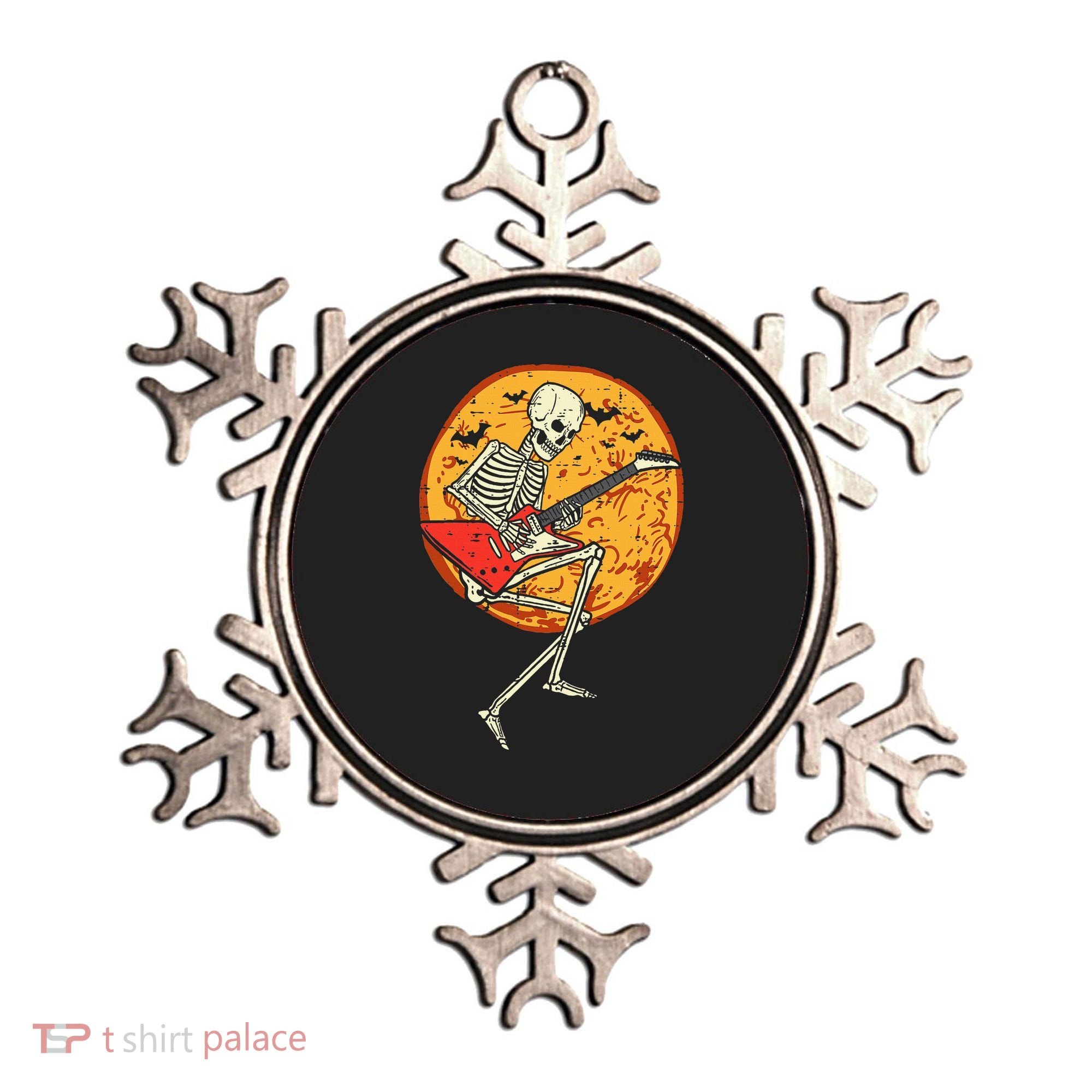 Skeleton Playing Guitar Rock Moon Halloween Music Ornament