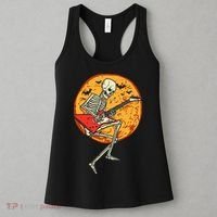 Skeleton Playing Guitar Rock Moon Halloween Music Women's Tank Top thumb 3
