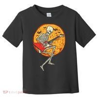 Skeleton Playing Guitar Rock Moon Halloween Music Toddler T-Shirt thumb 0