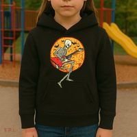 Skeleton Playing Guitar Rock Moon Halloween Music Kids Hoodie thumb 3