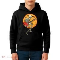 Skeleton Playing Guitar Rock Moon Halloween Music Kids Hoodie thumb 4
