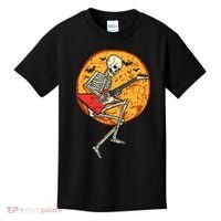 Skeleton Playing Guitar Rock Moon Halloween Music Kids T-Shirt thumb 0