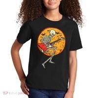 Skeleton Playing Guitar Rock Moon Halloween Music Kids T-Shirt thumb 2