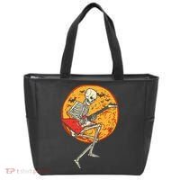 Skeleton Playing Guitar Rock Moon Halloween Music Tote Bag thumb 0
