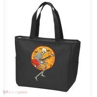 Skeleton Playing Guitar Rock Moon Halloween Music Tote Bag thumb 3