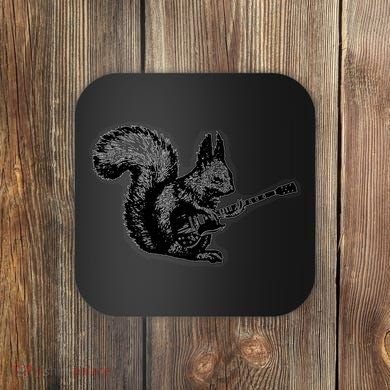 Squirrel Playing Guitar Funny Squirel Guitar Lover Guitar Coaster