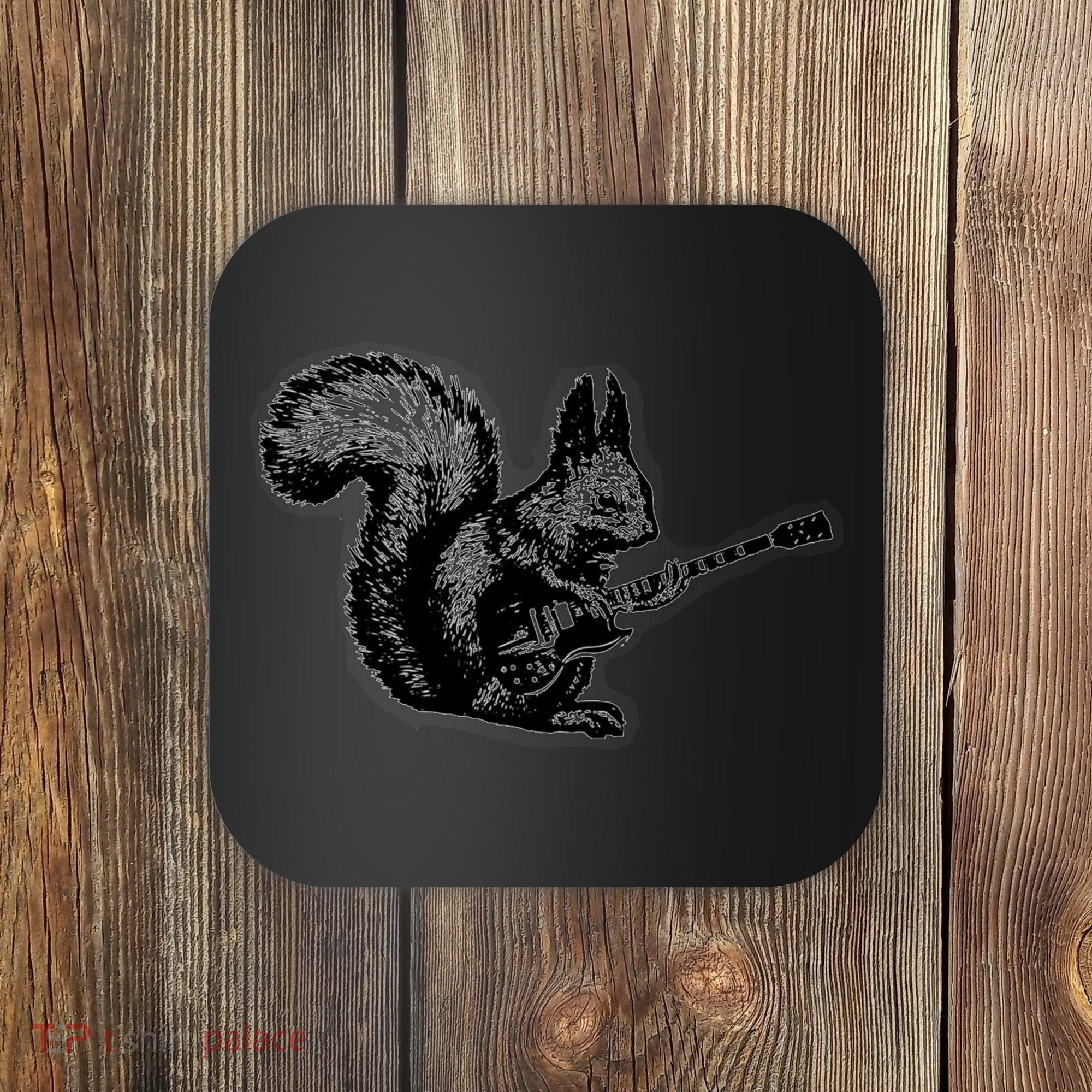 Squirrel Playing Guitar Funny Squirel Guitar Lover Guitar Coaster