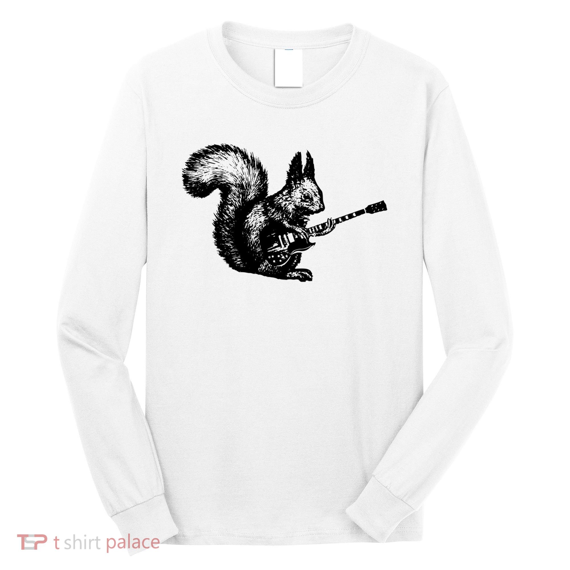 Squirrel Playing Guitar Funny Squirel Guitar Lover Guitar Long Sleeve Shirt