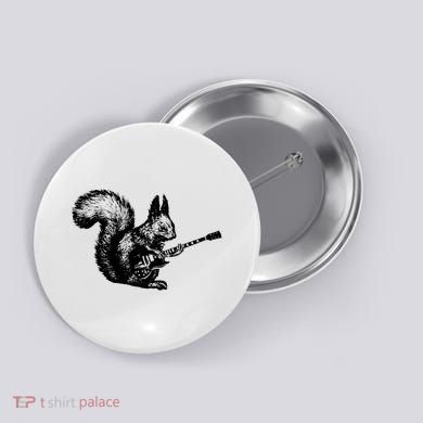 Squirrel Playing Guitar Funny Squirel Guitar Lover Guitar Button