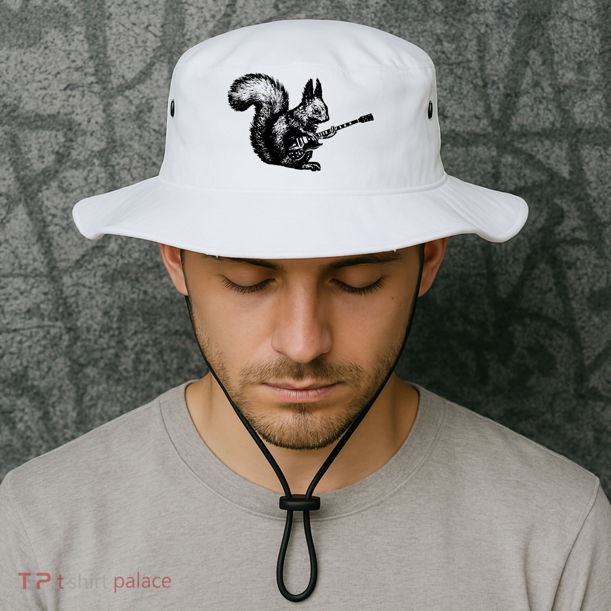 Squirrel Playing Guitar Funny Squirel Guitar Lover Guitar Bucket Hat