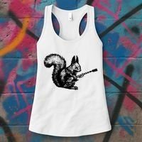 Squirrel Playing Guitar Funny Squirel Guitar Lover Guitar Women's Tank Top thumb 3