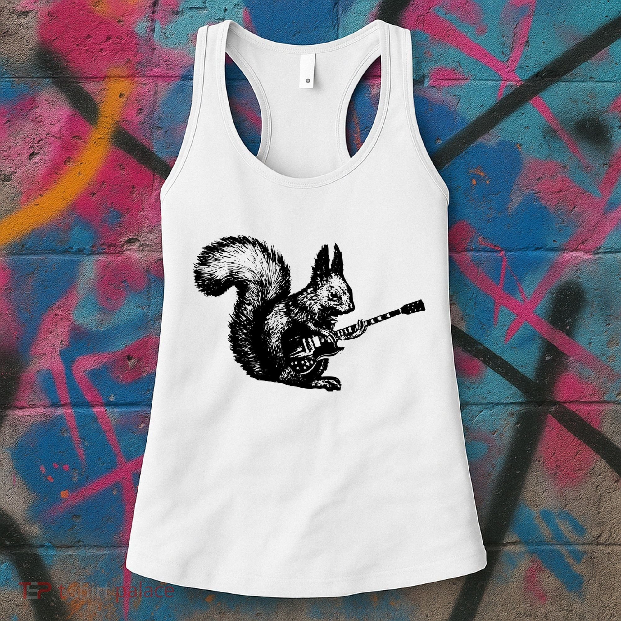Squirrel Playing Guitar Funny Squirel Guitar Lover Guitar Women's Tank Top