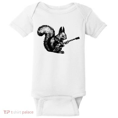 Squirrel Playing Guitar Funny Squirel Guitar Lover Guitar Baby Bodysuit