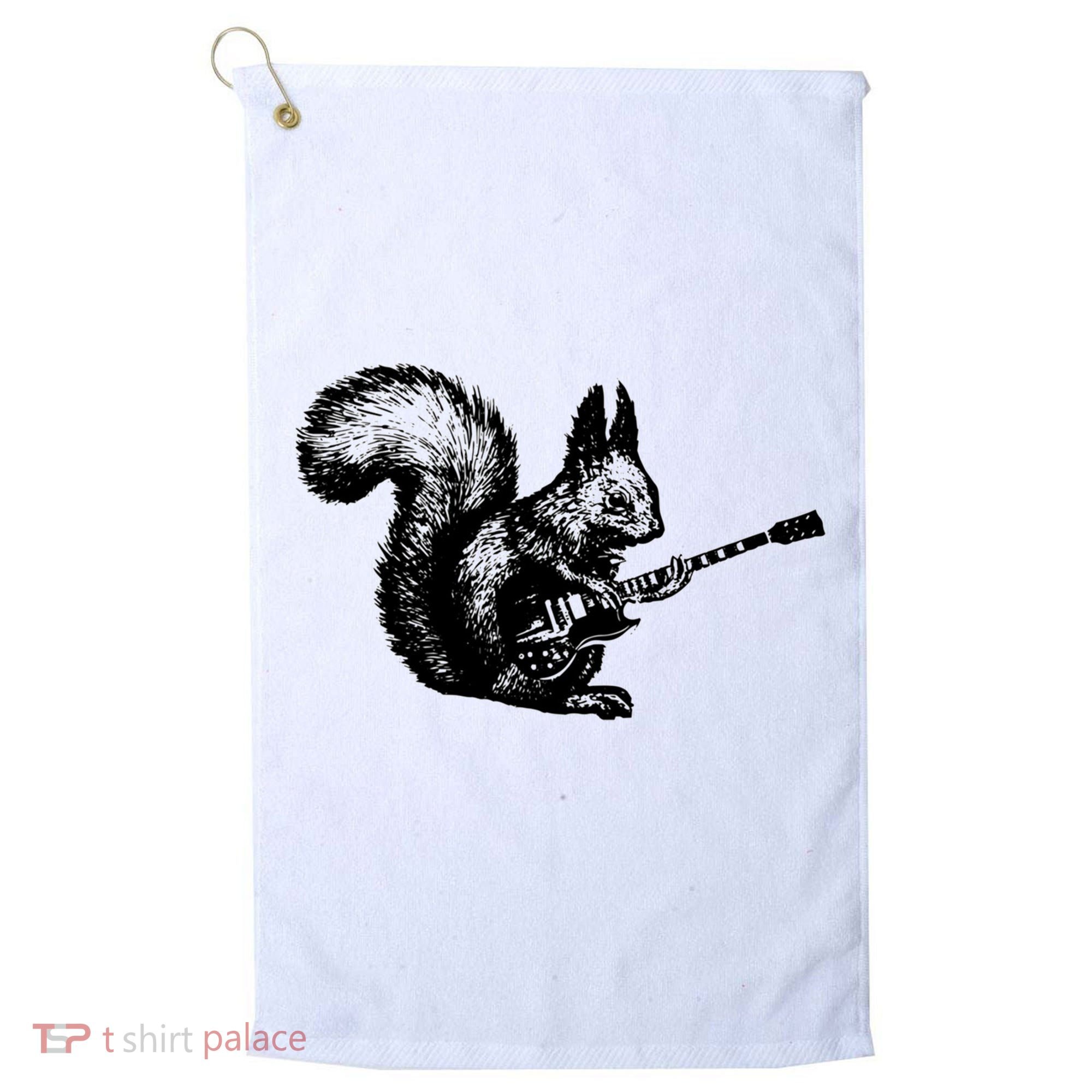 Squirrel Playing Guitar Funny Squirel Guitar Lover Guitar Golf Towel