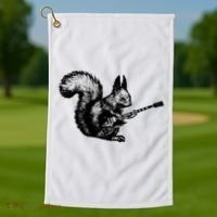 Squirrel Playing Guitar Funny Squirel Guitar Lover Guitar Golf Towel thumb 1