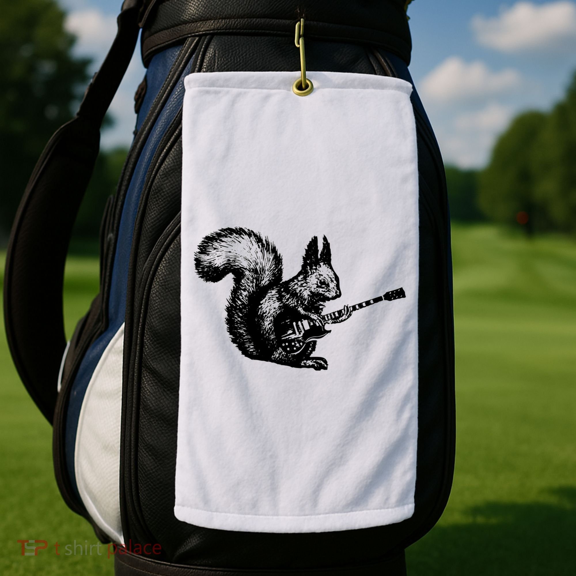 Squirrel Playing Guitar Funny Squirel Guitar Lover Guitar Golf Towel