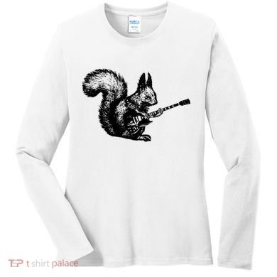 Squirrel Playing Guitar Funny Squirel Guitar Lover Guitar Women's Long Sleeve Shirt