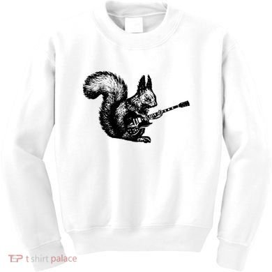 Squirrel Playing Guitar Funny Squirel Guitar Lover Guitar Kids Sweatshirt