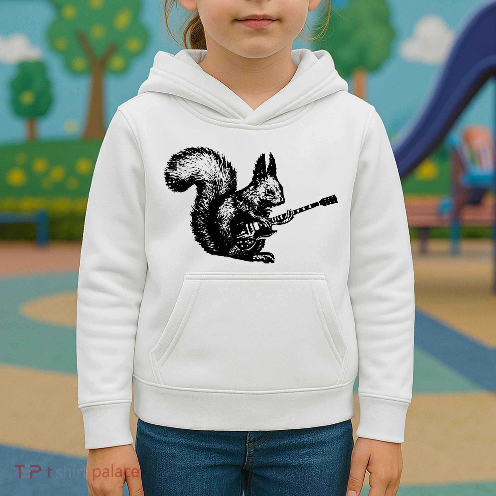 Squirrel Playing Guitar Funny Squirel Guitar Lover Guitar Kids Hoodie
