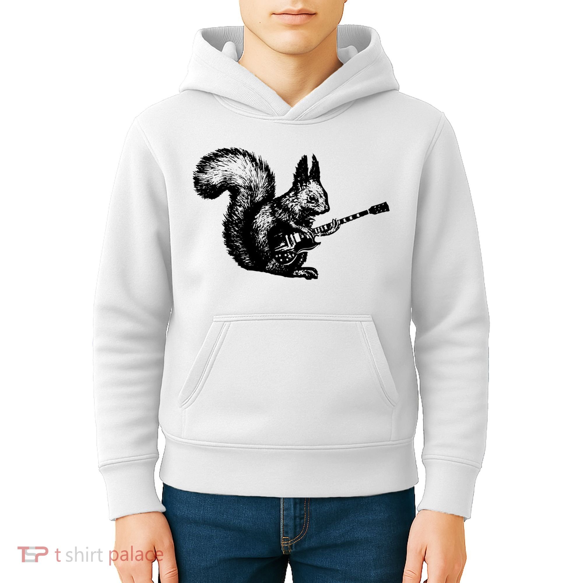 Squirrel Playing Guitar Funny Squirel Guitar Lover Guitar Kids Hoodie