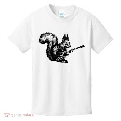 Squirrel Playing Guitar Funny Squirel Guitar Lover Guitar Kids T-Shirt