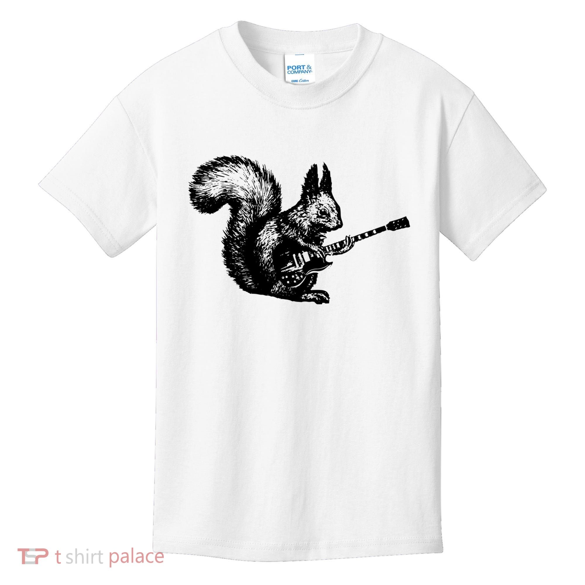 Squirrel Playing Guitar Funny Squirel Guitar Lover Guitar Kids T-Shirt