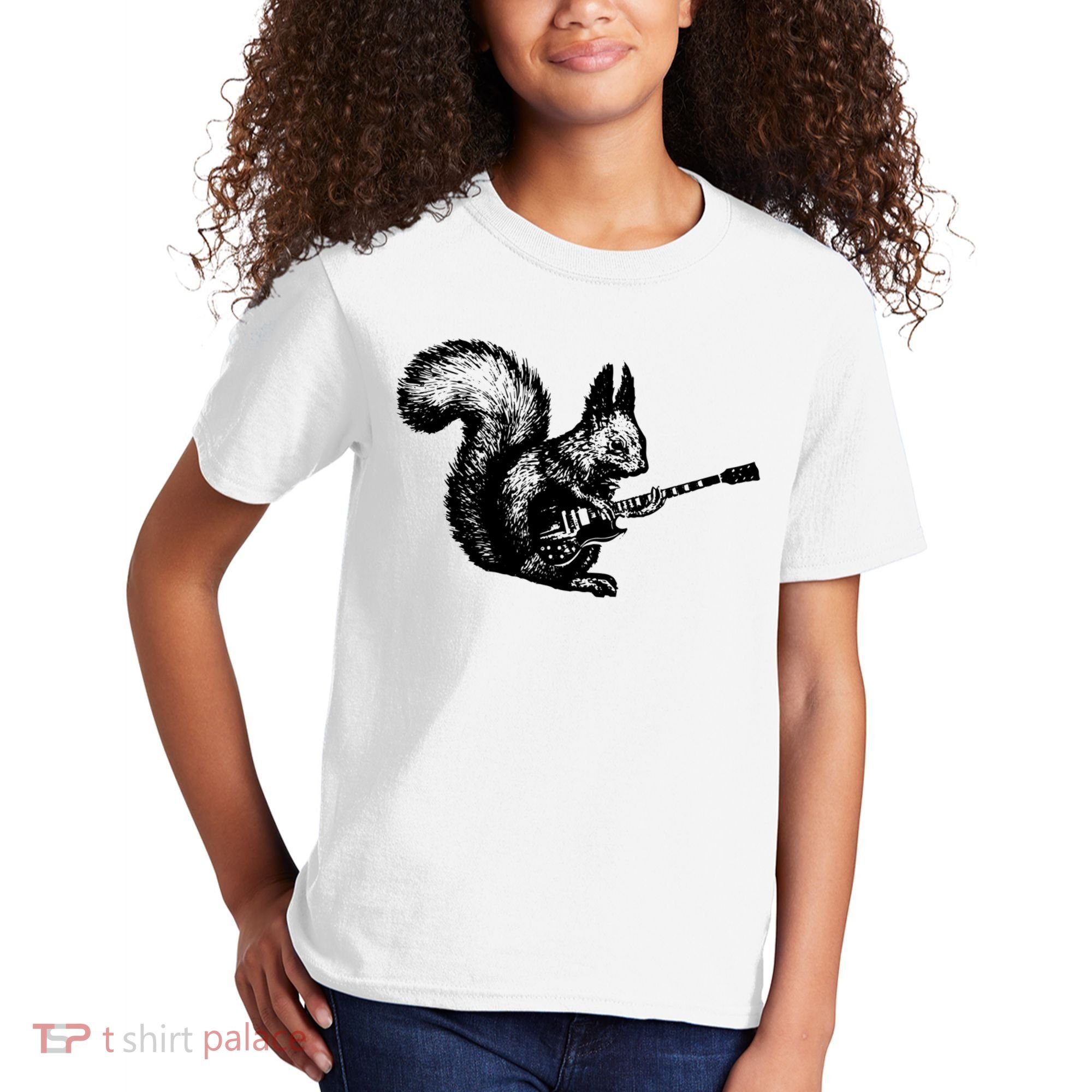 Squirrel Playing Guitar Funny Squirel Guitar Lover Guitar Kids T-Shirt