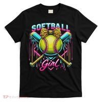 Softball Player Girl Ice Cream Softball Drip T-Shirt thumb 0