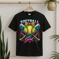 Softball Player Girl Ice Cream Softball Drip T-Shirt thumb 2