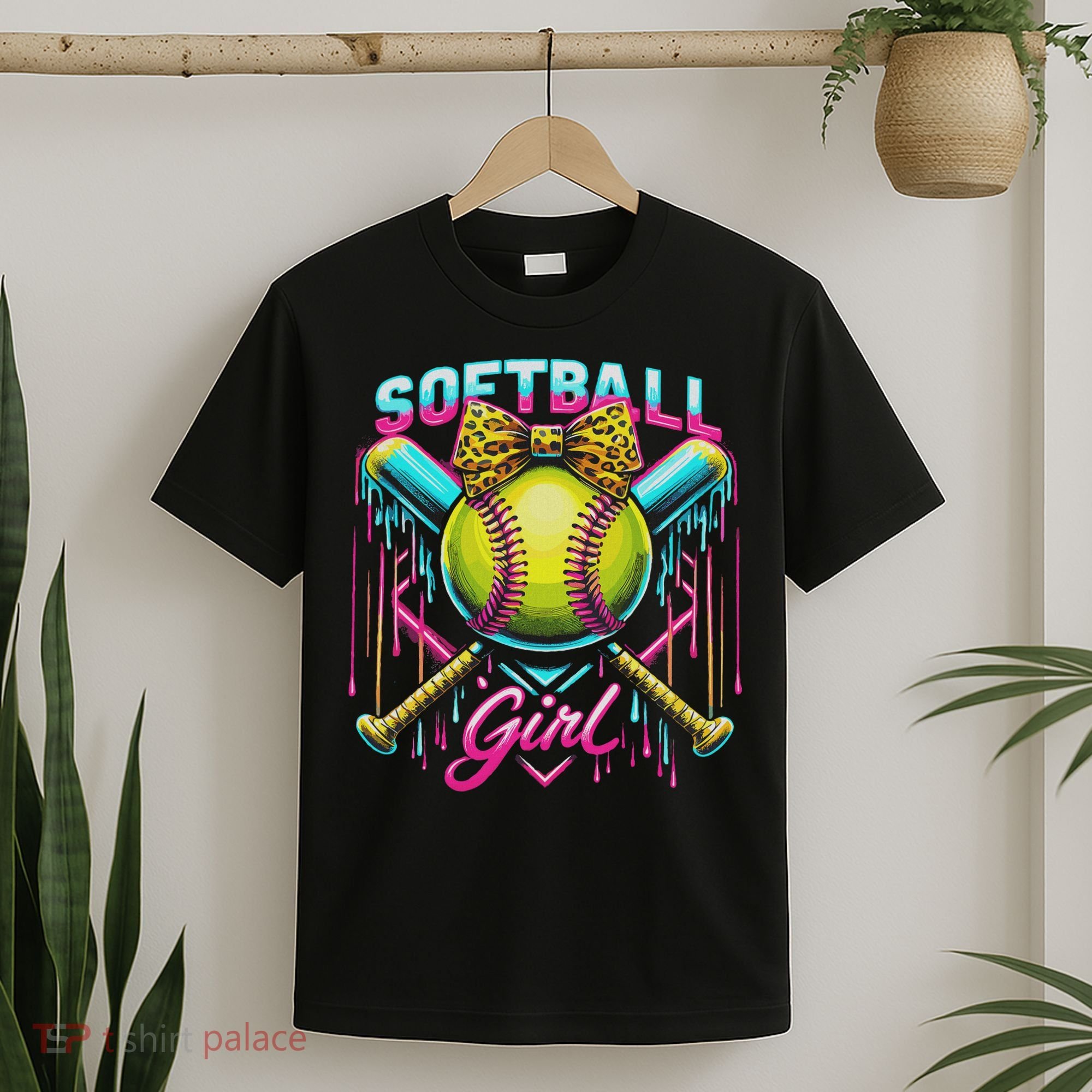 Softball Player Girl Ice Cream Softball Drip T-Shirt