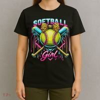 Softball Player Girl Ice Cream Softball Drip T-Shirt thumb 4