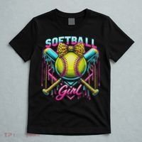 Softball Player Girl Ice Cream Softball Drip T-Shirt thumb 5