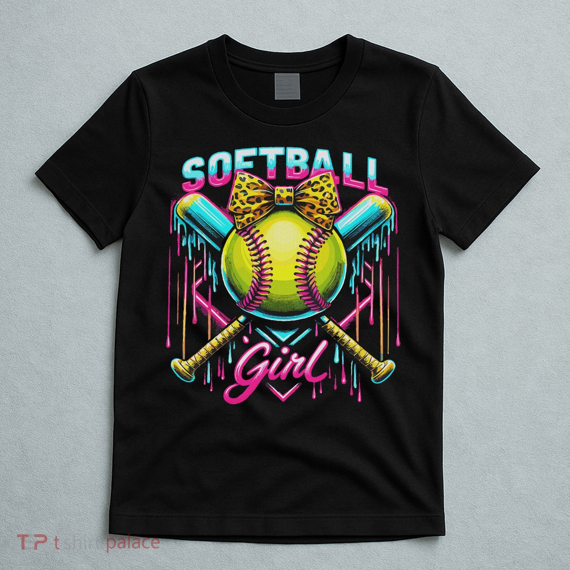 Softball Player Girl Ice Cream Softball Drip T-Shirt