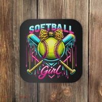 Softball Player Girl Ice Cream Softball Drip Coaster thumb 0