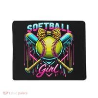 Softball Player Girl Ice Cream Softball Drip Mousepad thumb 0
