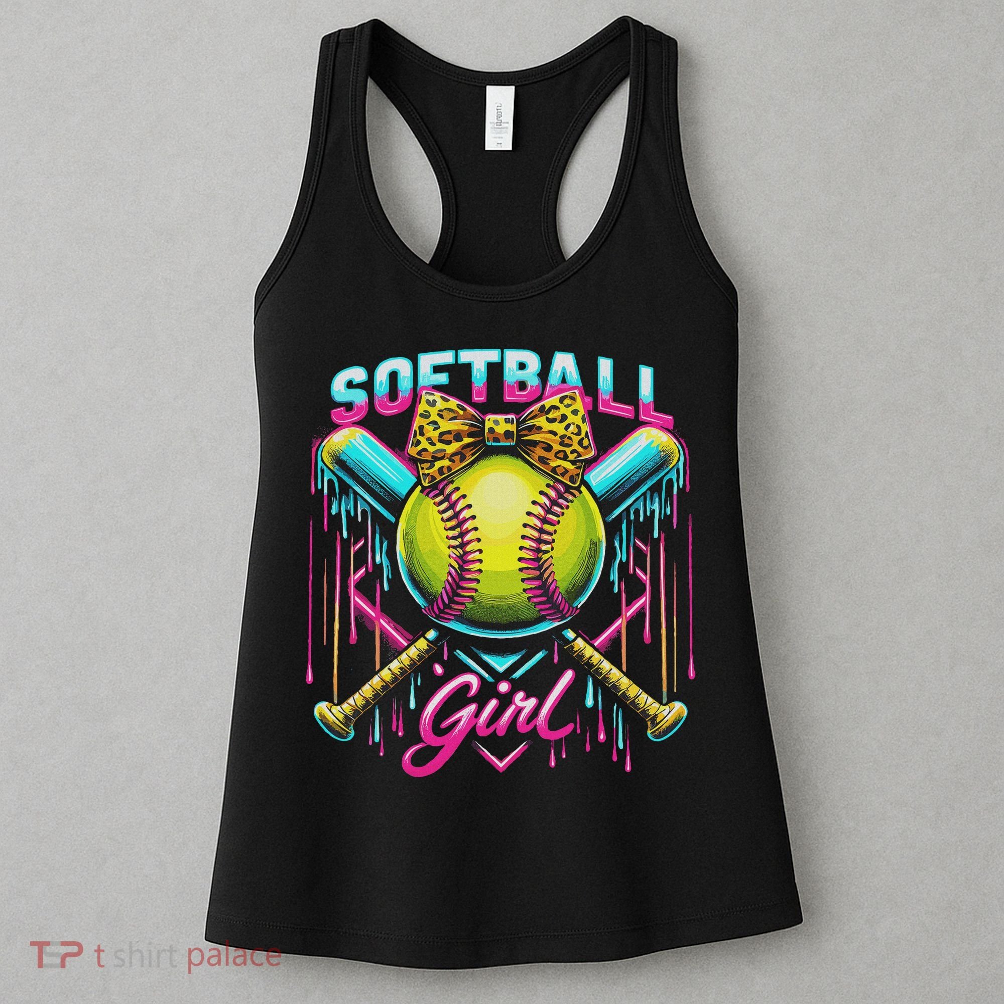 Softball Player Girl Ice Cream Softball Drip Women's Tank Top
