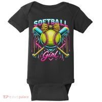 Softball Player Girl Ice Cream Softball Drip Baby Bodysuit thumb 0