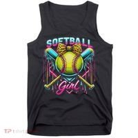 Softball Player Girl Ice Cream Softball Drip Tank Top thumb 0