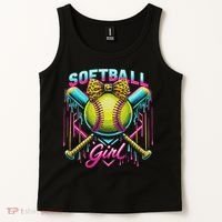 Softball Player Girl Ice Cream Softball Drip Tank Top thumb 2