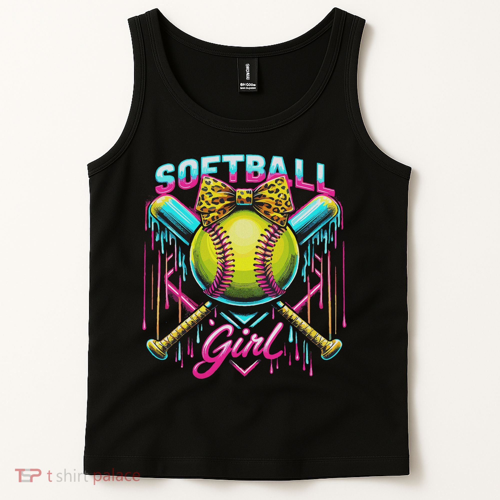 Softball Player Girl Ice Cream Softball Drip Tank Top