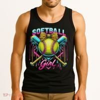 Softball Player Girl Ice Cream Softball Drip Tank Top thumb 3