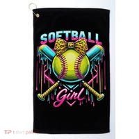 Softball Player Girl Ice Cream Softball Drip Golf Towel thumb 0