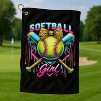 Softball Player Girl Ice Cream Softball Drip Golf Towel thumb 1