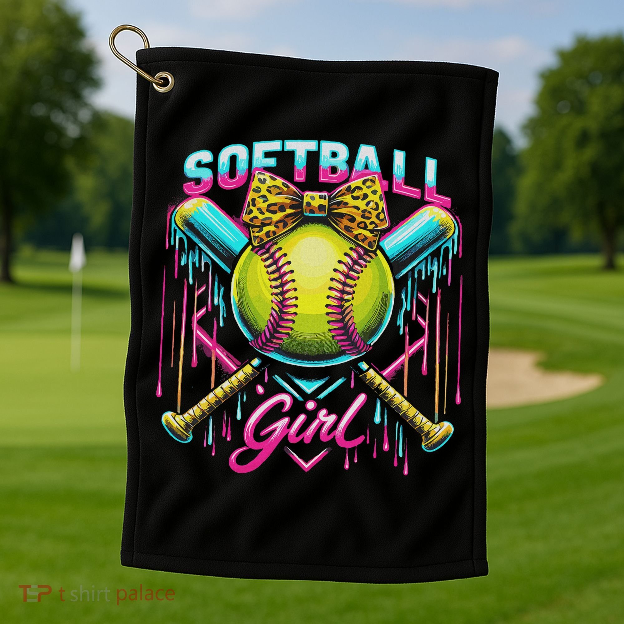 Softball Player Girl Ice Cream Softball Drip Golf Towel
