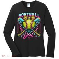 Softball Player Girl Ice Cream Softball Drip Women's Long Sleeve Shirt thumb 0