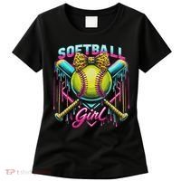 Softball Player Girl Ice Cream Softball Drip Women's T-Shirt thumb 0