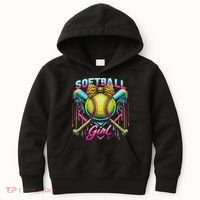 Softball Player Girl Ice Cream Softball Drip Kids Hoodie thumb 0